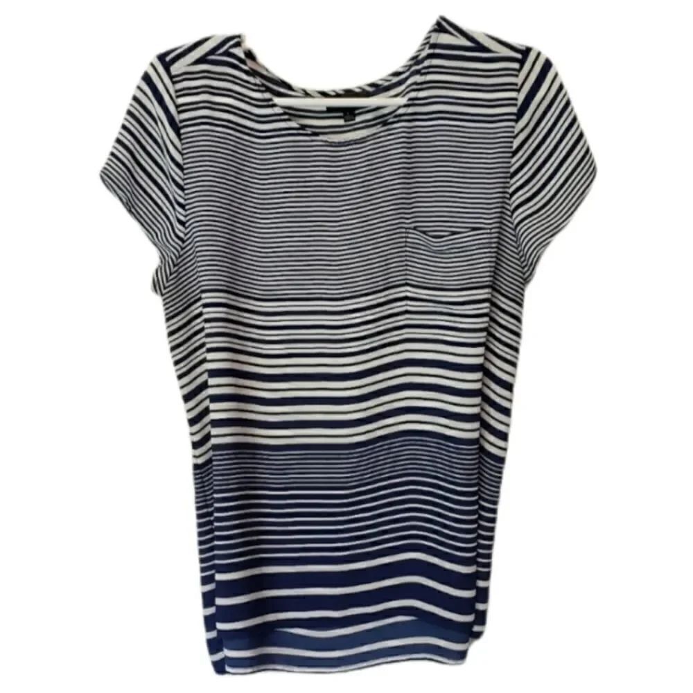 LIMITED blue & white ombre stripe blouse